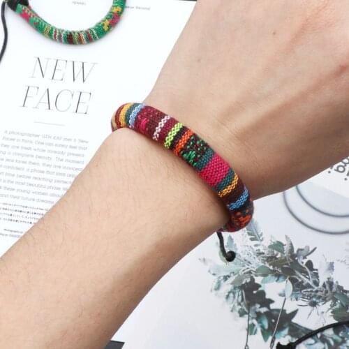 3Pcs Friendship Ethnic Tribal Cotton Linen Bracelet Braid Boho Hemp Rope Jewelry R7RF