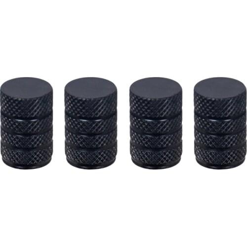 4Pcs Black Car Tire Valve Stems Cap Knurling Style Tire Valve Cap Aluminum Tire Wheel Stem Air Valve Cap for US Schrader