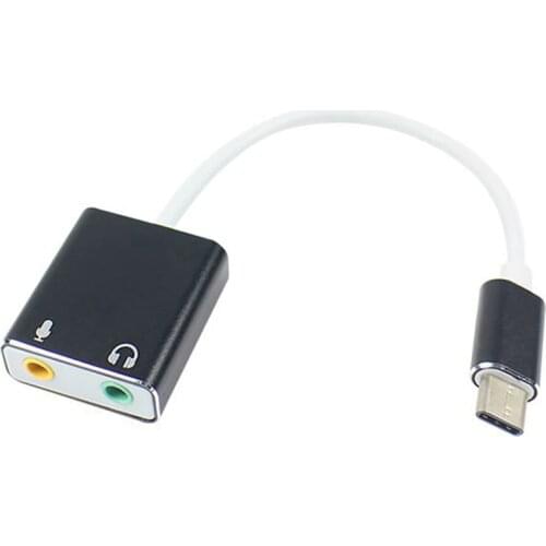 USB C to 3.5mm Audio Jack Headphone Mic Sound Adapter for PC, 7.1 External Type C USB Sound Card for Macbook Pro Air