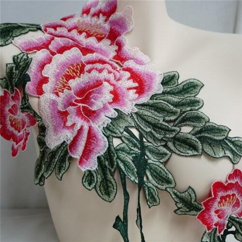 Large Peony Flower Embroidery Sewing Applique Sew On patch lace fabric applique Sewing wedding Bride Dress veil craft garment