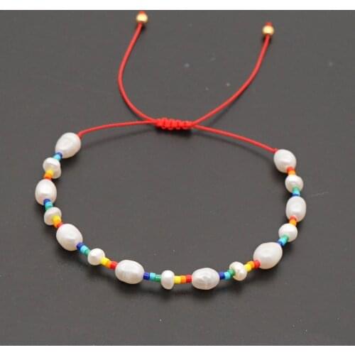 Go2Boho Fresh Water Pearl Bracelet Bohemian Rainbow Bracelets Ladies Friendship Rope Miyuki Beads Adjustable String Armband