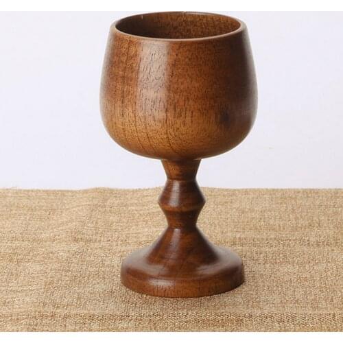 Wood Wooden Goblet Red Wine Cup Handmade Tea Cup Wedding Party Favor 13cm