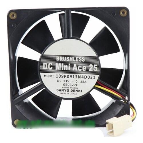 For 109P0913N4D031 DC 13V 0.38A 3-wire 9cm 90X90X25mm server square cooling fan