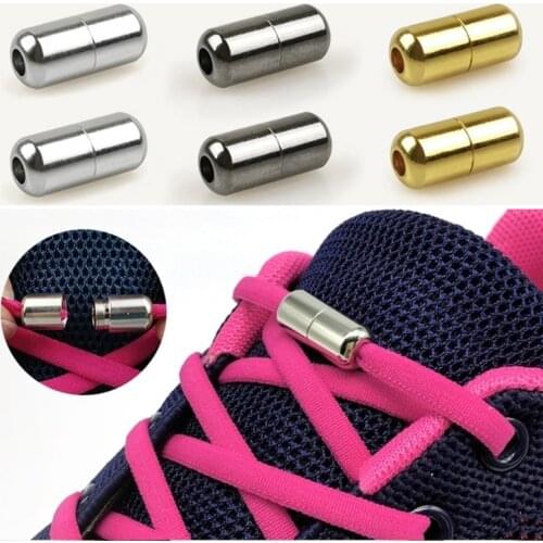 10Pcs Elastic Laces Clasps Metal Lock Buckles Tip Ends Lazy Shoelaces Tieless