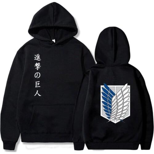 Hot Japanese Anime Graphic Hoodies Men Kawaii Attack On Titan Harajuku Streetwear Unisex Pullover Sweatshirt Clothes