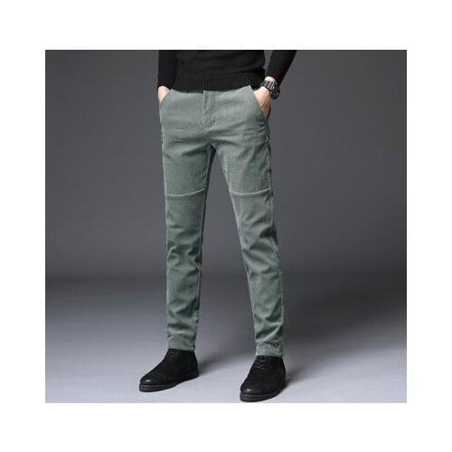 Cashmere Trousers Men Middle-aged Winter Plus Velvet Thick Warm Mens Corduroy Pants Loose Straight Pants Size 38