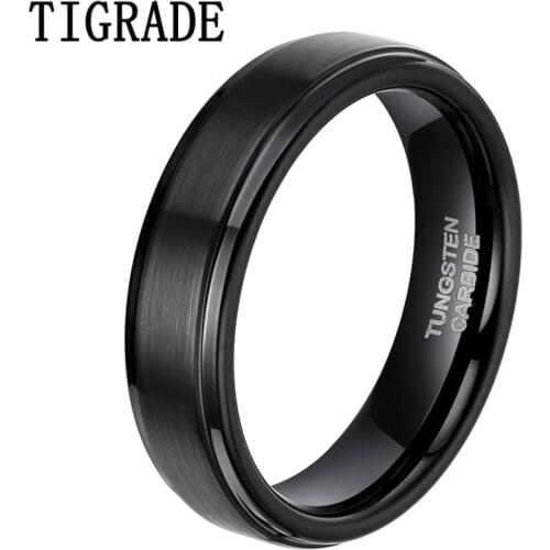 6mm Womens Mens Ring Tungsten Brushed Finish Beveled Comfort Fit Never Fade Ring