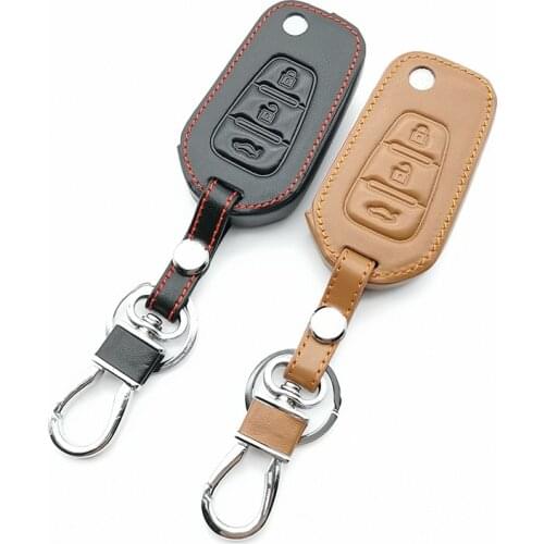 Classic Style 100% leather remote control key cover case protection bag folding for LiFan X60 3 Buttons Auto Accessories