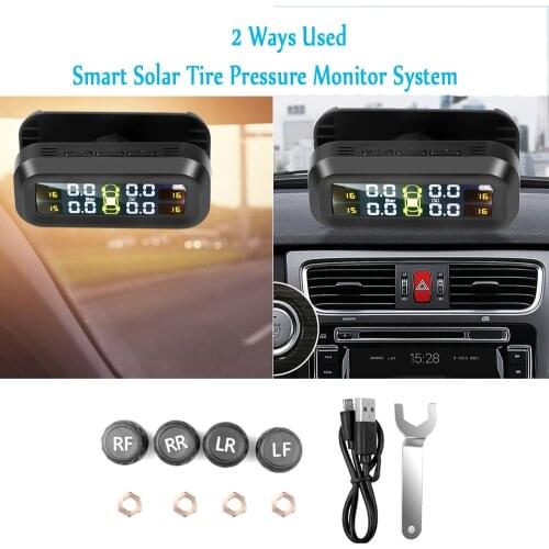 Windshield Solar Power Tpms Car Tire Pressure Alarm Monitor System Auto Security Alarm Systems Tyre Pressure Temperature Warning