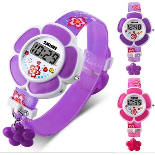 Fashion Electronic Digital Watch Sprot Silicone Kids Watch Boy Girls Cartoon Floral WristWatch Decorations 205MM