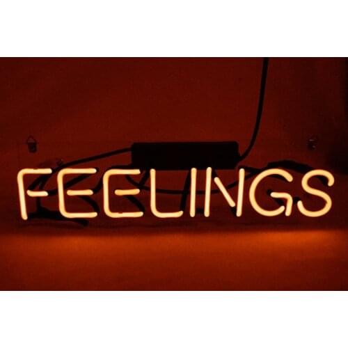 14“ Feelings Yellow Acrylic Custom Neon Light Lamp Sign Beer Handmade Real Glass Decorate Home Wall Room Windows Tube Artwork