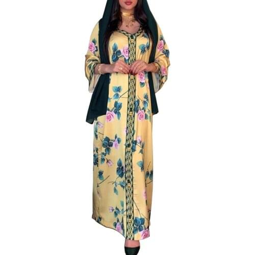 2021 Summer New Fashion Style African Women Plus Size V-neck Printing Polyester Long Dress African Dresses for Women