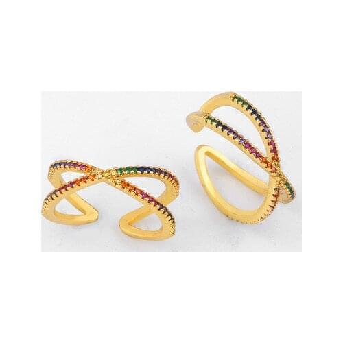 Top Quality Colorful Rainbow CZ Gold Ring For Women Girls Fashion Engagement Wedding Band Charm Party Jewelry 2021 Styles