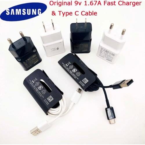 Original Samsung Fast Charger 9v/1.67A Adapter USB C Cable For Galaxy S8 S9 S10 Plus S10E Note10 9 8 7 A90 A80 A51 A70 A71 A52