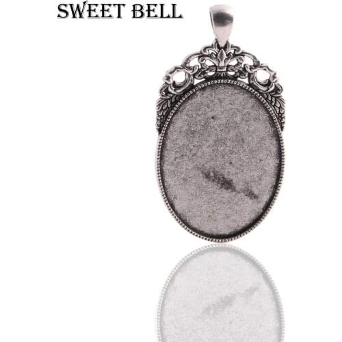 8pcs32*60mm(Fit30*40mm Dia)Oval Cabochon Pendant Setting Blank Charms Antique Silver Metal Zinc Alloy Trendy Filigree Lace6D1066