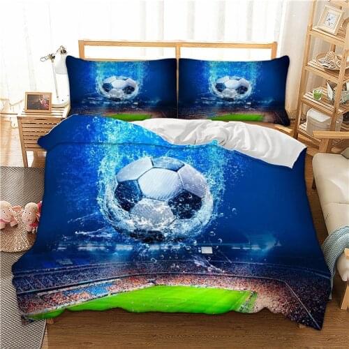 3D Printed Blue Football Bedding Hot Sale Football Duvet Cover Sets Single Double King Size