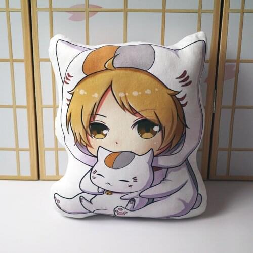 Anime Natsume Yuujinchou pillow toy Takashi Madara cute cat short plush stuffed doll double sided pillowcase toy gift