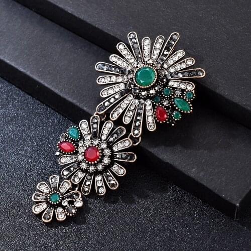 Luxury Vintage Big Daisy Flower Brooch Pins Woman Men Jewelry Accesoires Suit Hijab Brooches for Women Clothing Broche Indian