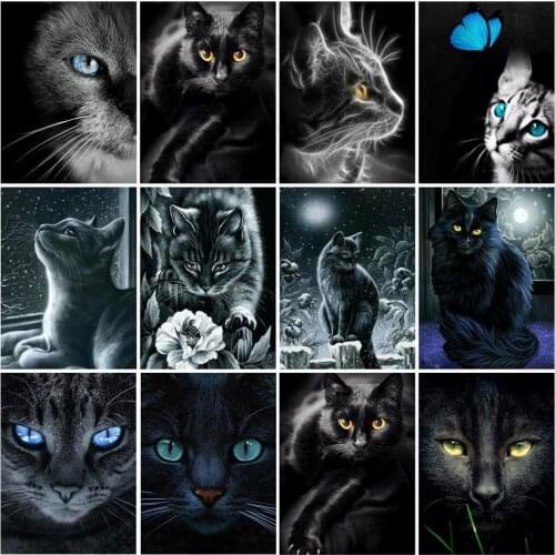 Christmas Decoration Canvas Painting Animal Posters Black Cat Wall Art Picture for Living Room Decoration Home Deco