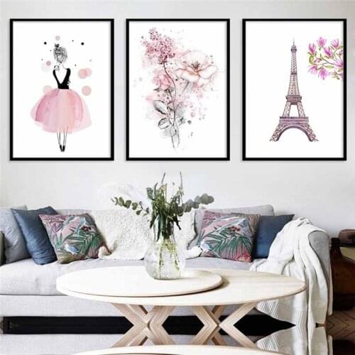 Pink Series Adornment Picture Ballet Girl Canvas Poster Wall Painting Nordic Wall Pictures Baby Girl Room Decor No Frame 20x30cm