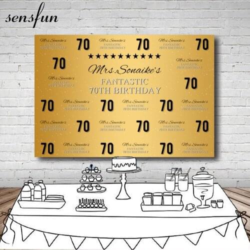 Sensfun Gold Photography Backdrop Customized Fantastic 70th Birthday Party Backgrounds For Photo Studio 7x5FT Vinyl