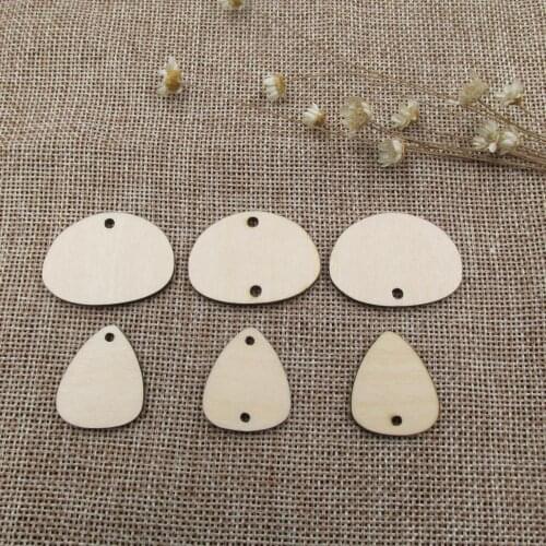 10pcs Unfinished Wood Earrings Blanks Stone and Guitar Pick Shape Cutouts Plywood For DIY Crafts Jewel Base Making