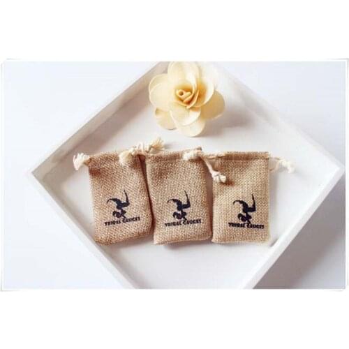 Custom logo chocolate burlap packaging bags Wedding Party Gift Bags pouches jute bags Free shipping