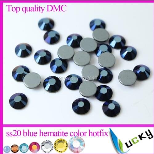Top quality DMC Hotfix Rhinestones 1440pcs SS20 Blue hematite color Glue on Crystal Strass copy swarov 2038 Glass stones