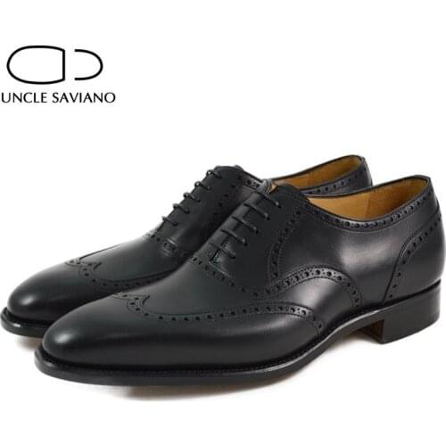 Uncle Saviano Oxfords Brogue Genuine Leather Formal Shoes Style Business Wedding Man Shoe Handmade Designer Dress Best Men Shoes