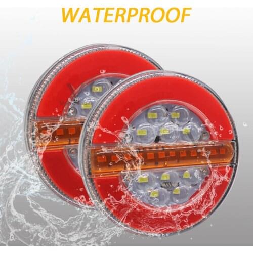 2Pcs 24V Waterproof LED Trailer Truck Tail Light Brake Light For Car Boat Bus Van Caravan Flow Turn Signal Lamp Strobe Light