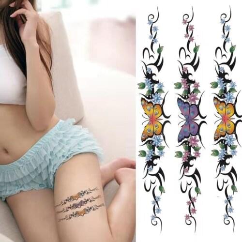 Waterproof temporary tattoos butterfly flowers rose lotus unique tattoo designs water transfer fake tatoo women breast body art