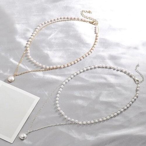 XUAN NGAN Hot Sell New Fashion Pearl Choker Necklace And Bracelet Cute Double Layer Chain Pendant For Women Jewelry Girl Gift