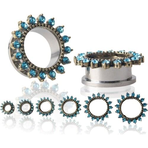 Stainless Flower Ear Gauges Plugs Tunnels Screw Fit Expansion Ear Stretched Piercing Fesh Tunnels Body Jewelry 6mm-20mm