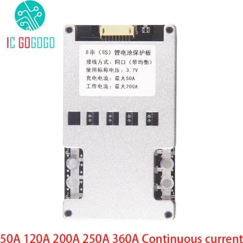 8S 24V Lifepo4 3.2V Lithium Battery Protection Board balance 50A 120A 200A 250A 360A Continuous BMS Electric Tool Energy Storage