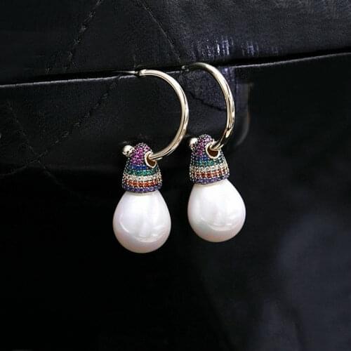 SINZRY New Arrival Silver Color Cute pearl zircon vintage drop Earrings for Women Fashion Korean Earrings 2020