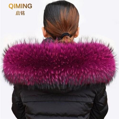 Women Winter Coat Female Warm Shawl Thick Raccoon Fur Collar Scarves Neck Warmer 100% Natural Fur Collar Real Fur Scarf luxury