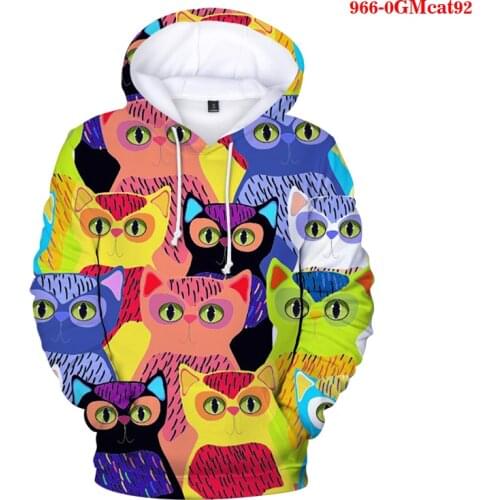 Animal Hoodies Lovely Kitten Cat Funny Hooded Sweatshirts Cats 3D Print Hoodie Men Women Kids Casual Children Boy Girl Cool Coat