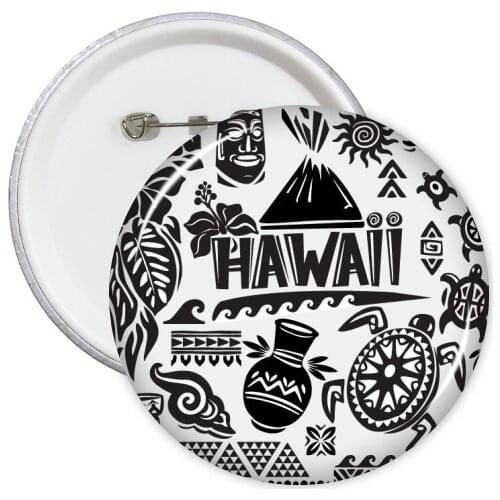 Hawaiian Islands Celebrate Silhouette America Round Pins Badge Button Clothing Decoration Gift 5pcs