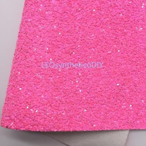 1PC 21X29CM Neon Chunky Glitter, Pink Glitter Leather Sheets For Making Bows LEOsyntheticoDIY T368B