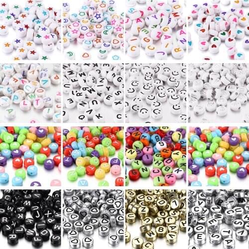 100pcs 7mm Black White Mix Letter Acrylic Beads Round Alphabet Spacer Beads for Jewelry Making Handmade DIY Bracelet Necklace