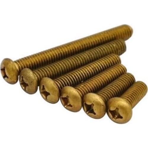 100Pcs M2 M2.5 M3 M4 M5 M6 Brass Phillips Round Head Machine Screws Pan Head Brass