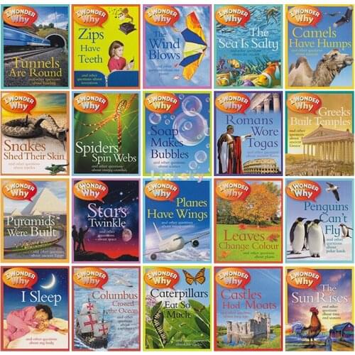 20 Books/set, I Wonder Why, English Original Childrens Encyclopedia Drawing Manga Book English,Interesting Popular Science