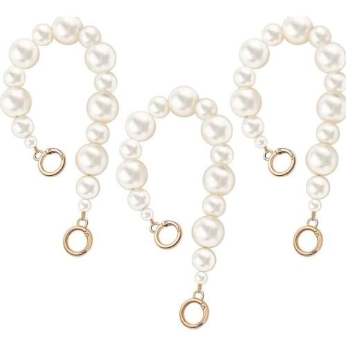 3 Pieces Large Imitation Pearl Bead Handle Chain Short Purse Handbag Charms Chain Replacement Bag Chain Accessories