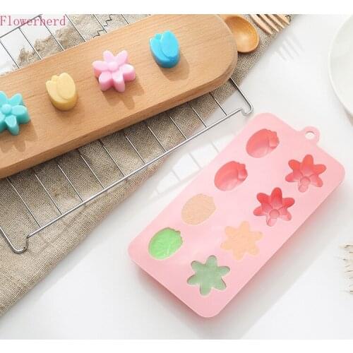 3d Soap Making Tool Silicone Flower Chocolate Ice Grid Mould 8 Holes Small Flower Tulip Chocolate Mould Candy Mold Soap Mold