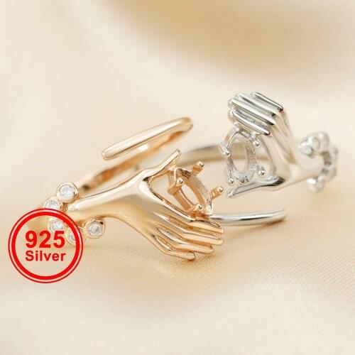 3x6MM Marquise Bezel Rose Gold Plated Solid 925 Sterling Silver Adjustable Ring Settings for DIY Gems Moissanite Stone 1294156