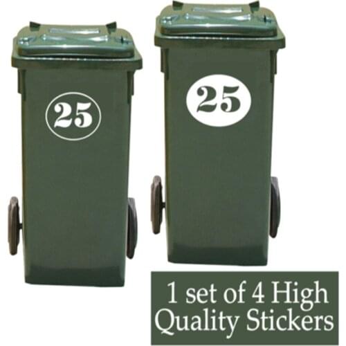 4 X White Wheelie Bin House Number Stickers Customized Personality Stickers 14cmx16cm