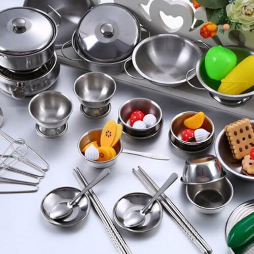 40PC/Set Super Anti-wrestling Stainless Pretend Toys Boys And Girls Kitchen Toys Children Play House Playsets Toys For Children