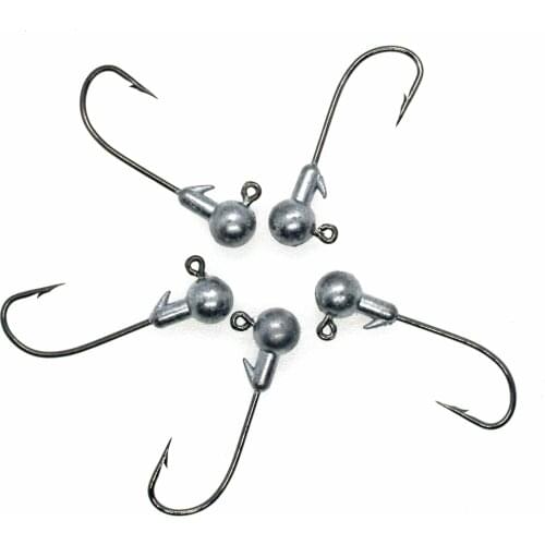5pcs/lot Head Jig 1g/2g/5g/7g/14g/20g Round Tungsten Jig Heads Carbon Fishing Hooks Jig Fishing for Bass Crappie