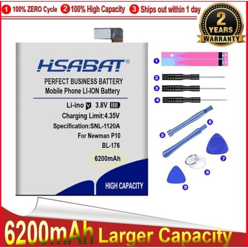 HSABAT 0 Cycle 6200mAh BL-176 Battery for Newman P10 Guophone XP9800 5.5" Replacement Accumulator
