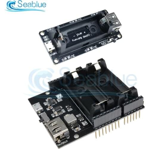 ESP8266 ESP32 Power Supply Rechargeable Dual 16340 Lithium Battery Charger Shield Module Dual Output 3.3V 5V for Arduino UNO R3